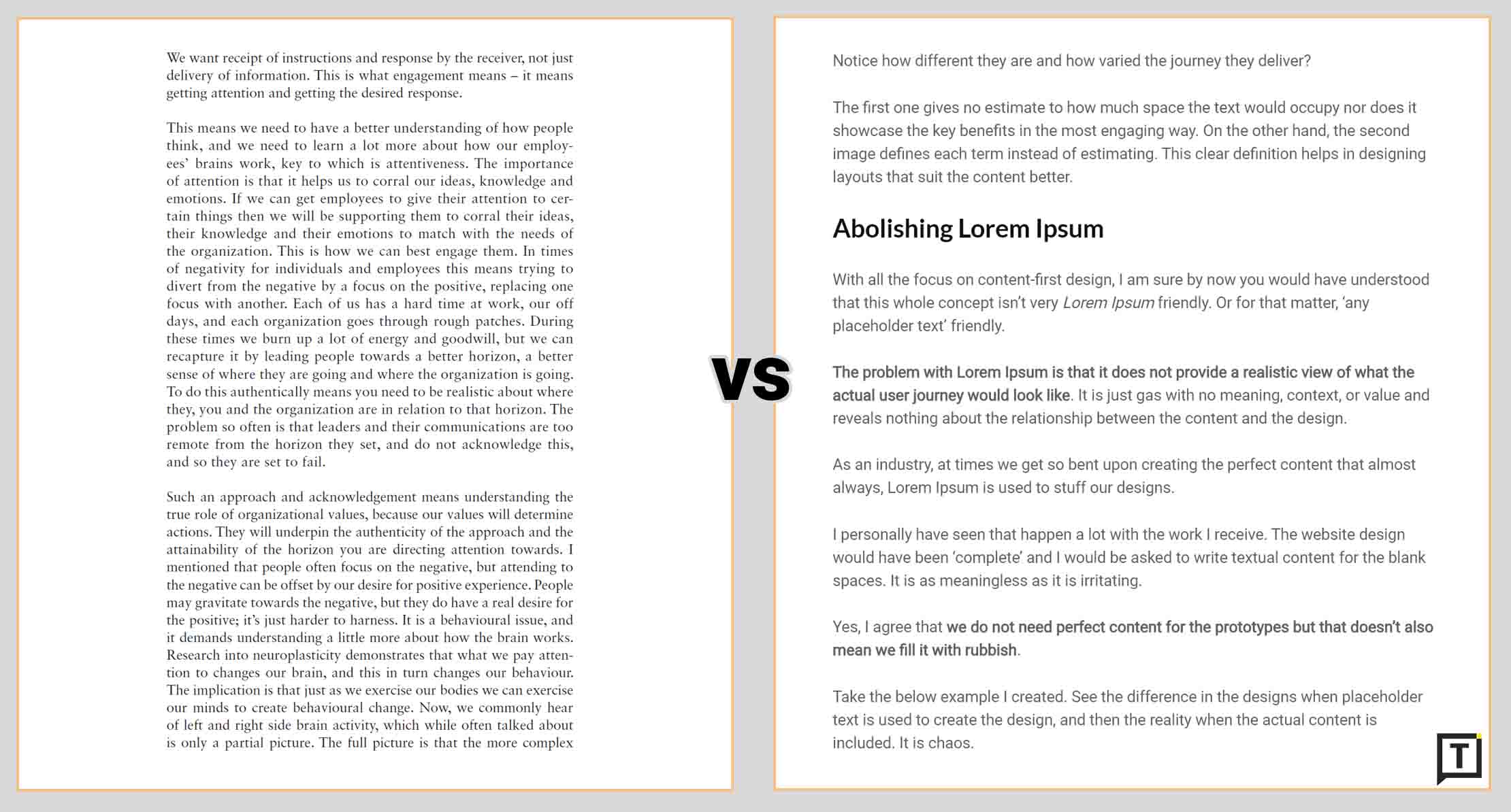 image showing block of text vs content broken into smaller paragraphs