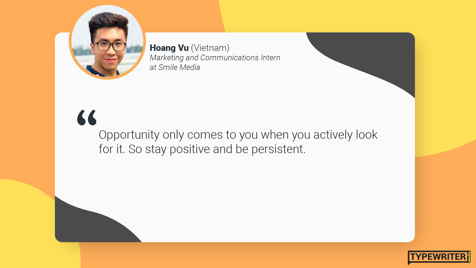 Hoang advice to international communications graduates