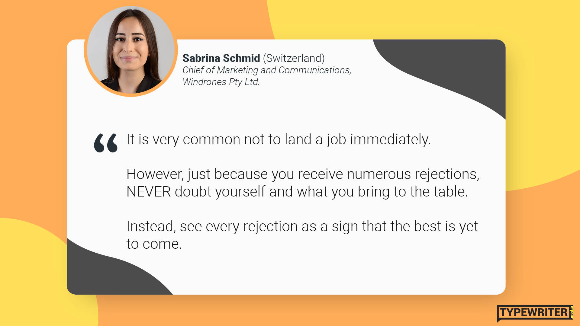 Sabrina advice to international communications graduates