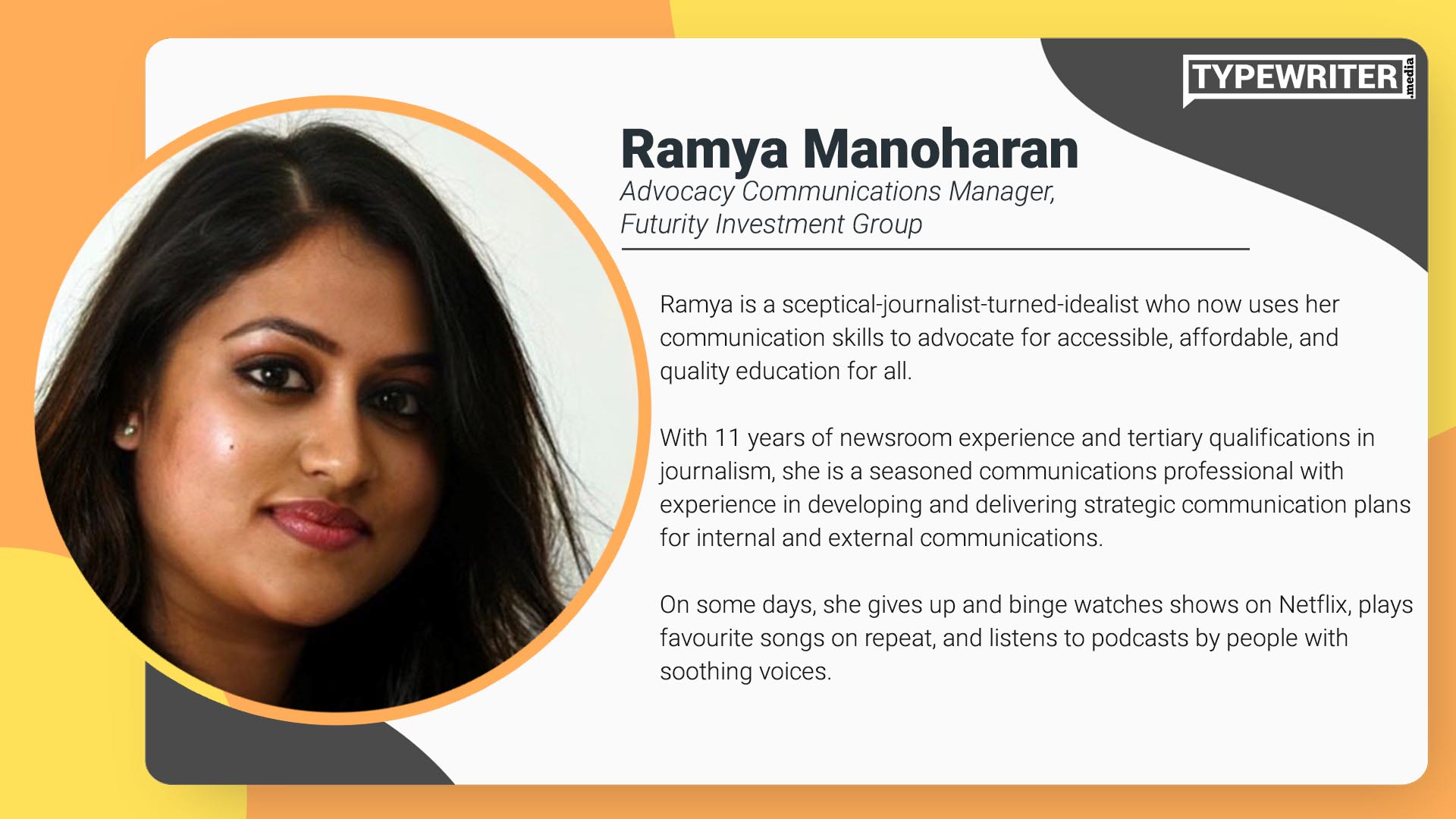 women leader in public relations/communications - ramya manoharan